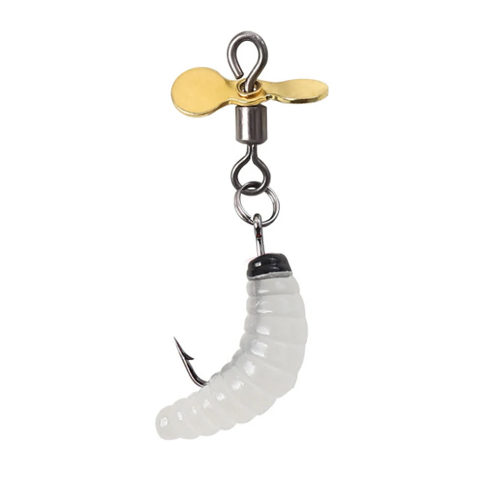 10Pcs Propeller Spinner Worm Bait Soft Maggot Baits Silicone Artificial Bait for Trout Perch Bass