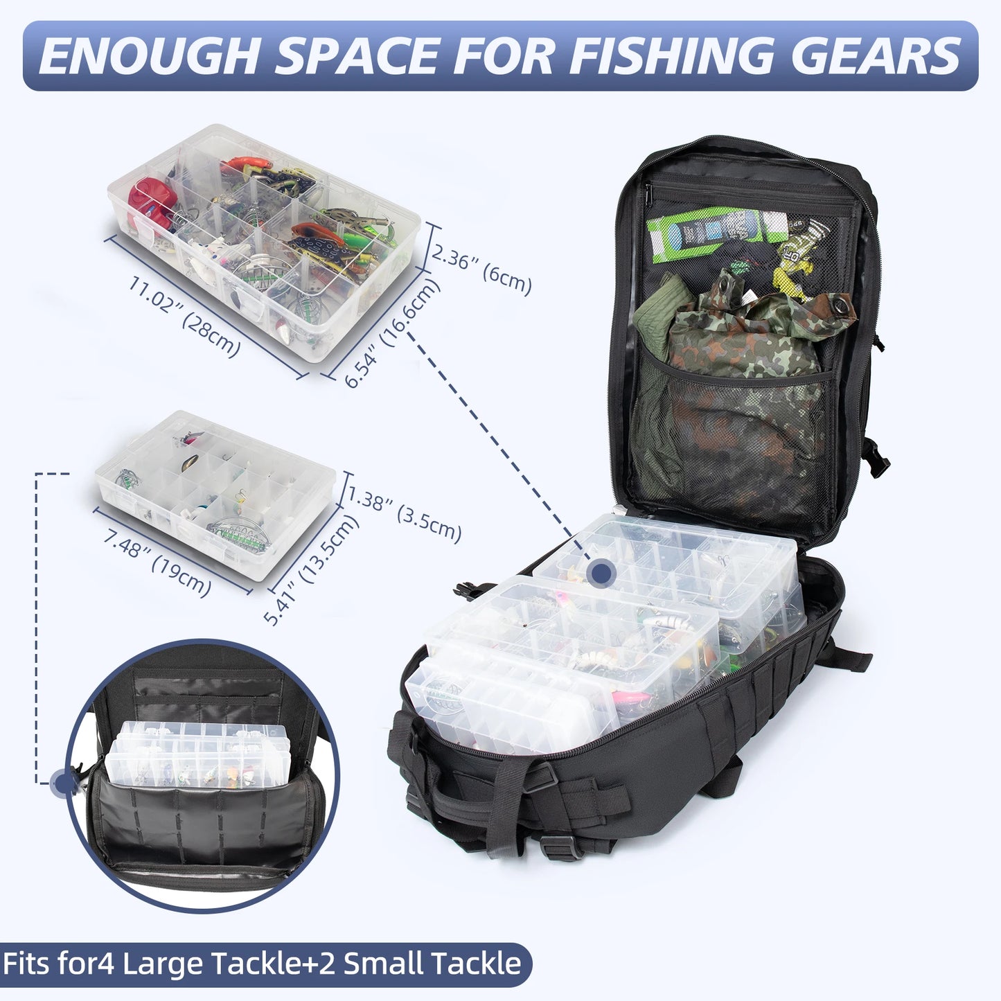 45L Fishing Hunting Bag Tactical Backpack Men's Travel Large Capacity Rucksacks Men Waterproof Outdoor