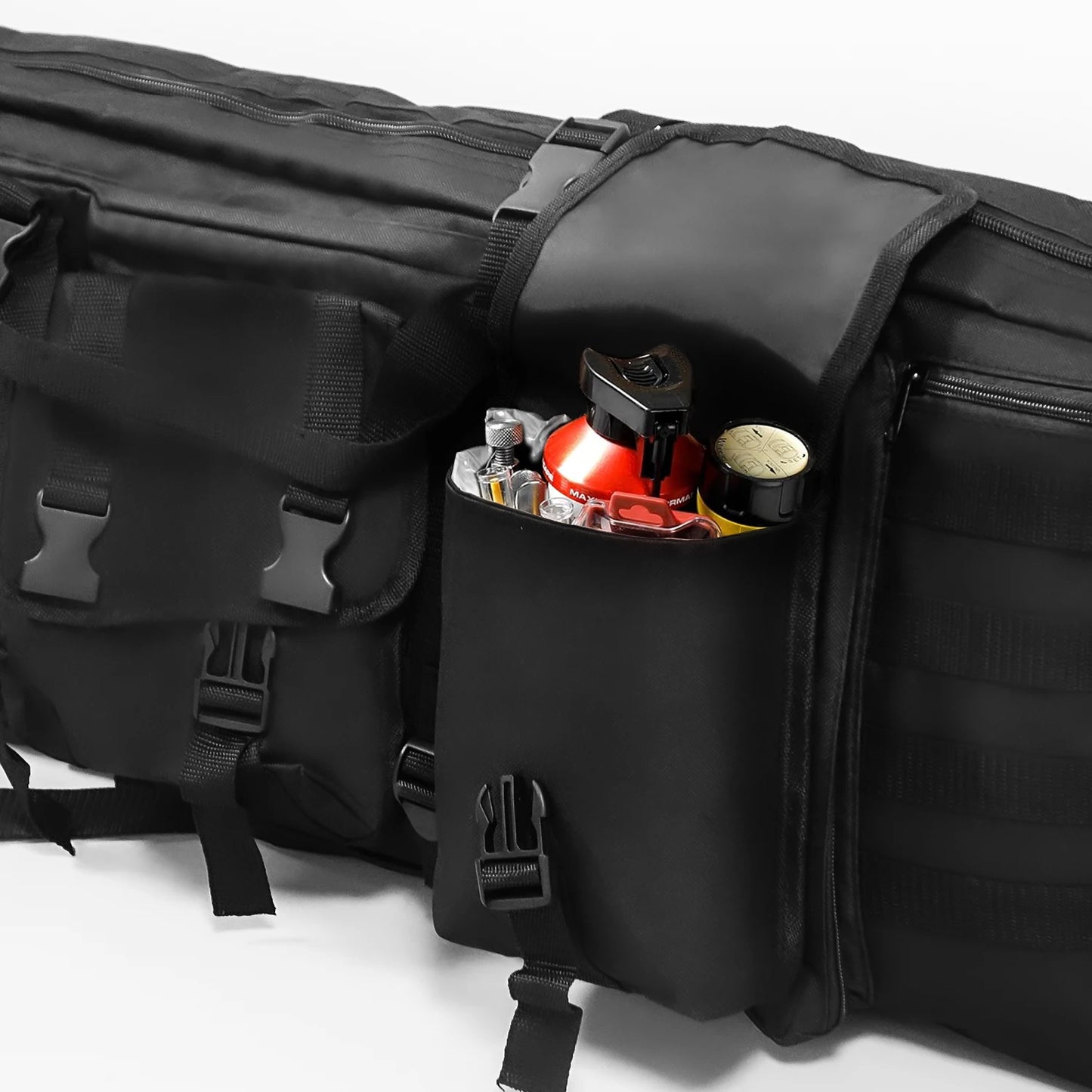 Classic Tactical Double Long Gun Pack Pistol Transport Case with Backpack Strap Lockable Compartment for Outdoor Hunting