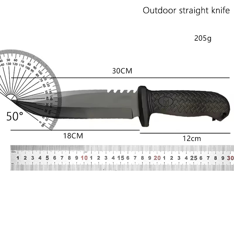 Hardman Straight Knife, D2 Outdoor Knife, Stainless Steel Blade, Safety Grip, ABS Handle, K Sheath, EDCC Outdoor Knife