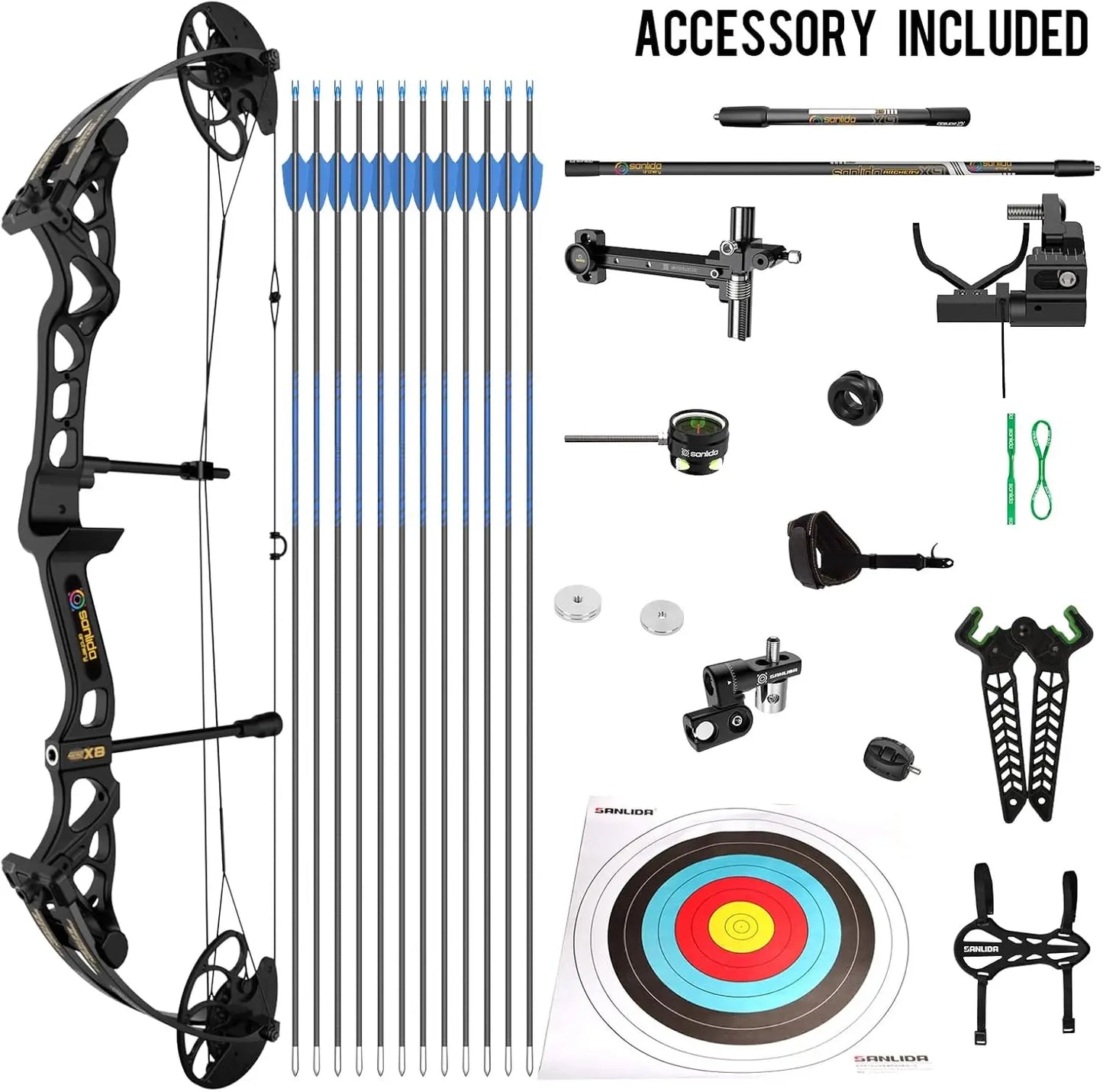 Junior Professional- Grade Standard Target Compound Bow and Arrow Kit with Target Accessories for Competition for Juniors, Youth