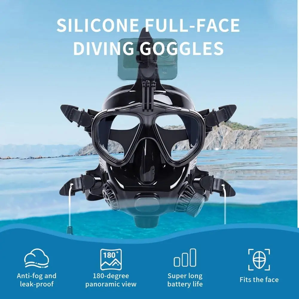 Mini Tank & Full Face Snorkel Mask Set – Portable 1L Scuba Cylinder, 3000 PSI Diving Bottle, 15–20 Minute Air Supply for Snorkeling