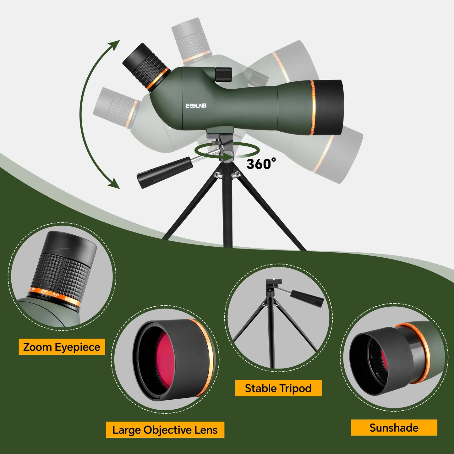 20-60X70 Zoom HD Spotting Scope FMC Lens BAK4 Prism Portable Size Design with Mobile Holder Table Tripod for Bird Watching
