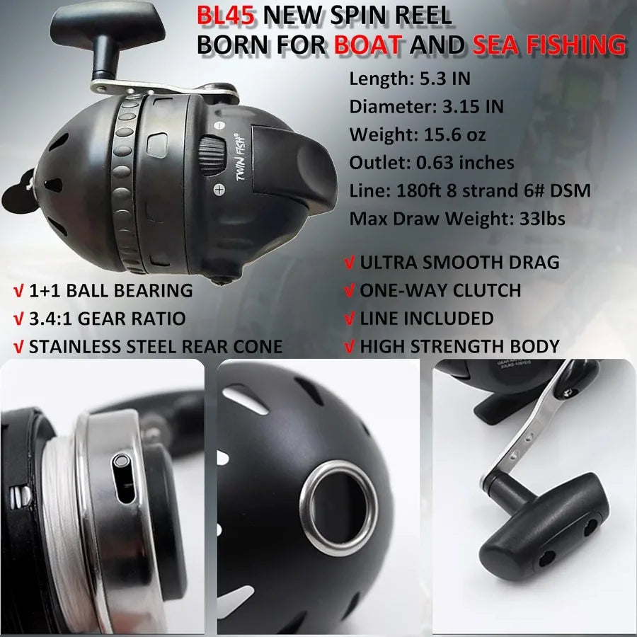 Compound Bow Fishing Combo Kit 2070 LBS Hunting Bow with Bowfishing Arrow and Fishing Reel for Bowfishing Archery Hunting Compl