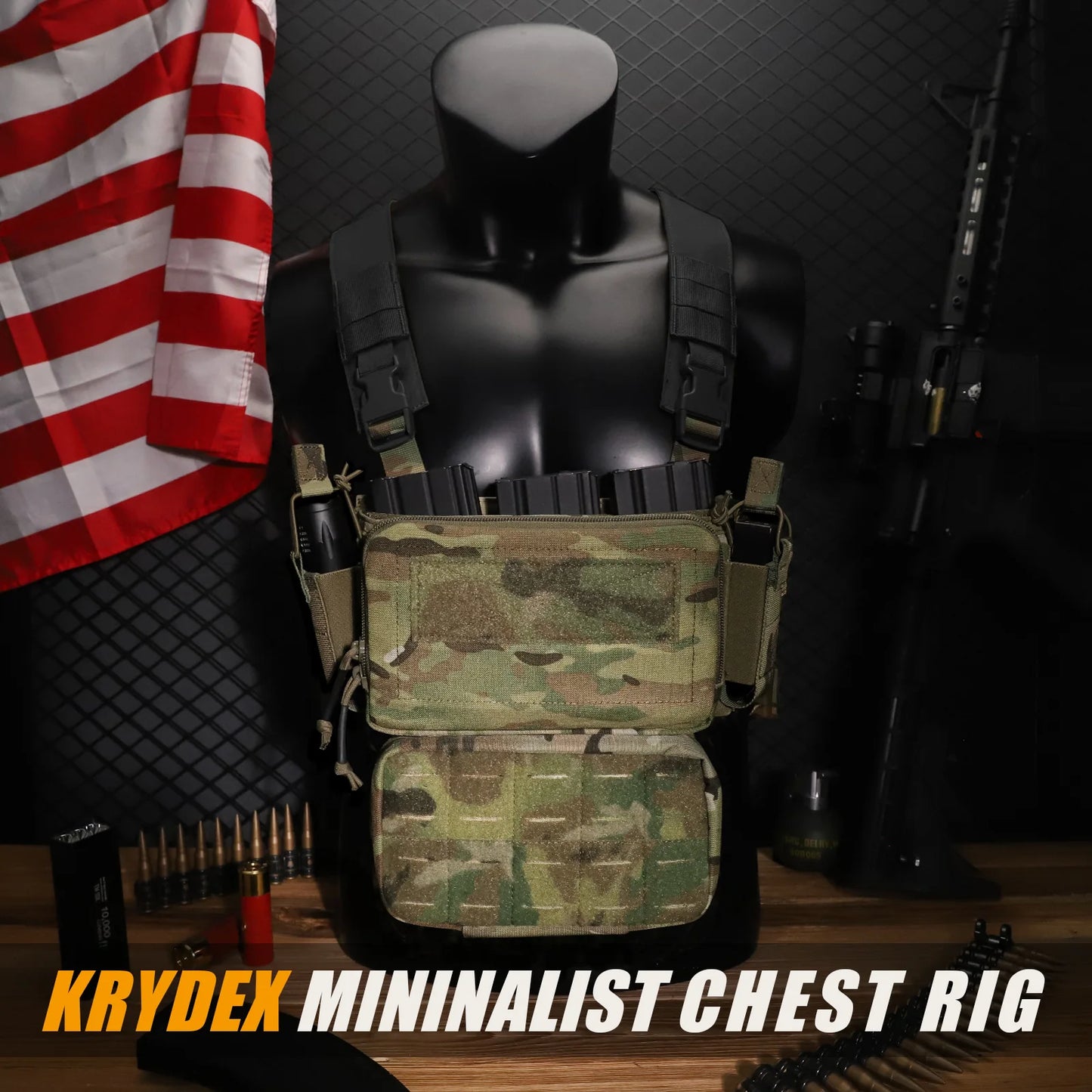 Tactical Micro D3CR Chest Rig with Triple 5.56 7.62 9mm Magazine Pouch Adjustable Strap Hunting D3CRM Gear Accessories