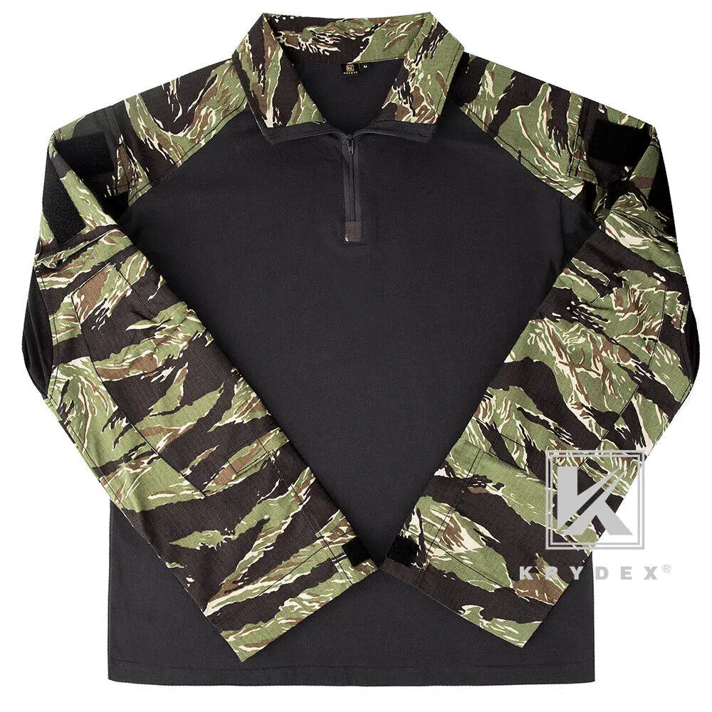 Camouflage Combat Uniform Clothing Hunting Hiking Tactical Shirt & Pants Suit Kit Tiger Stripe Camo