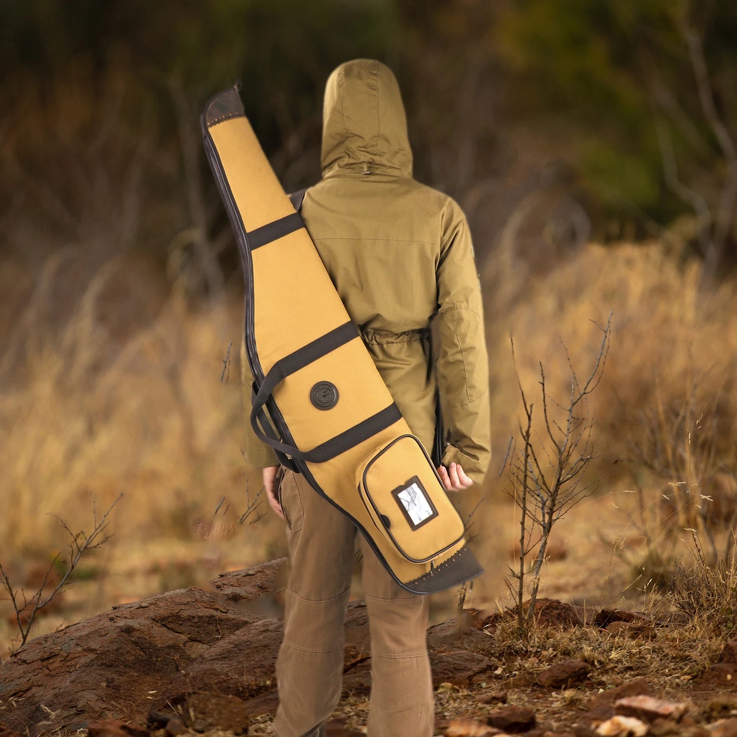 Tourbon Hunting Accessories Optical Sight Scoped Rifle Soft Case Slip Thick Soft Padded Canvas Gun Protective Bag with A Pocke