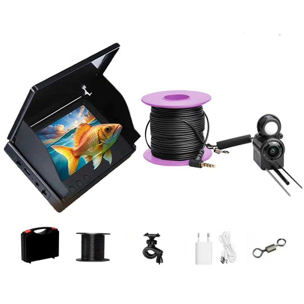 Underwater Fishing Camera 4.3 Inch IPS Monitor Ice Fishing Fish Finder 220° Fish Finder Night Vision Waterproof 15/20/30m Cable