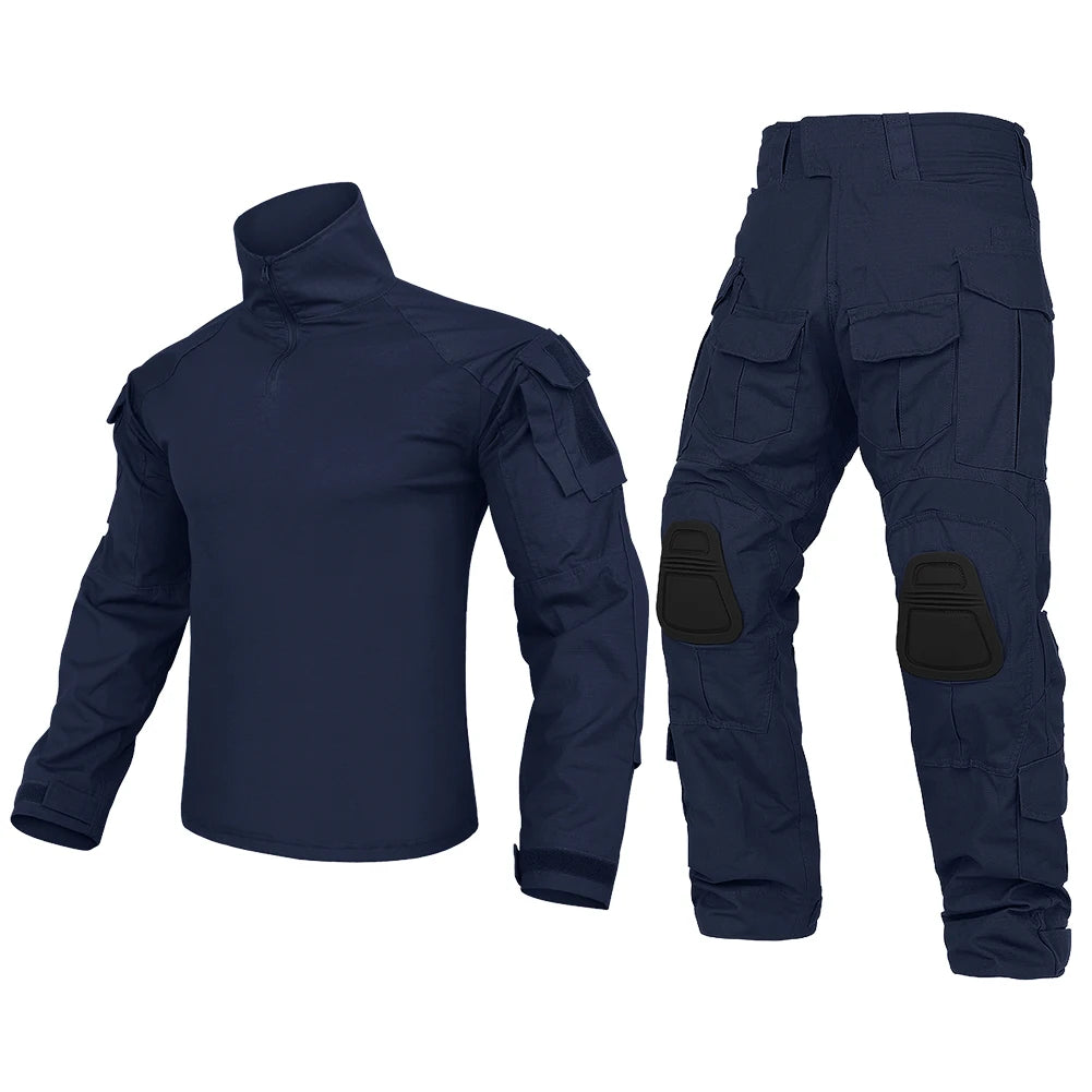 Tactical Camouflage Shirt & Pants Kit Combat Uniform Set For Outdoor Hunting Hiking Gear
