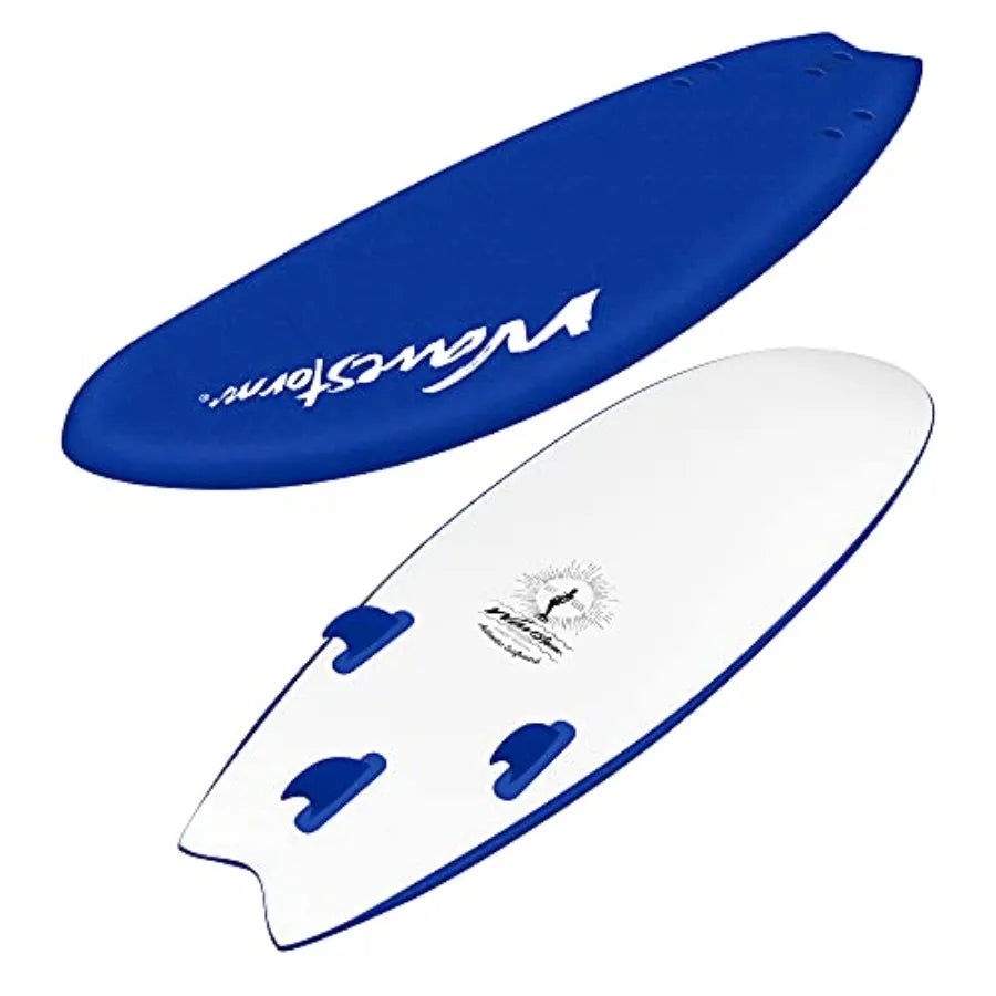 -Soft Top Foam 5'6" Surfboard/Fish Swallow Tail Surfboard for Beginners and All Surfing Levels Youth Complete Set Includes Leas