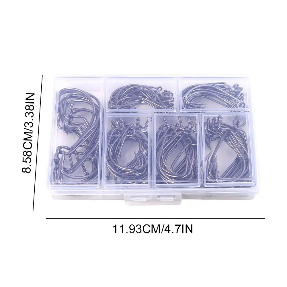 110Pcs Fishing Hooks Set Carbon Steel Barbed FishHooks Fishing Barbed Hooks for Freshwater Saltwater Fishing Accessories