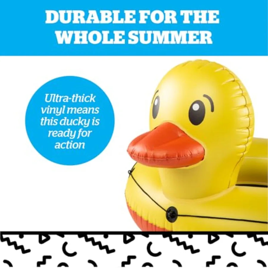 Heavy Duty Duck River Tube Inflatable Float with Mesh Seat and Drink Holder Grab Rope Raft for Floating Rivers and Summer Fun