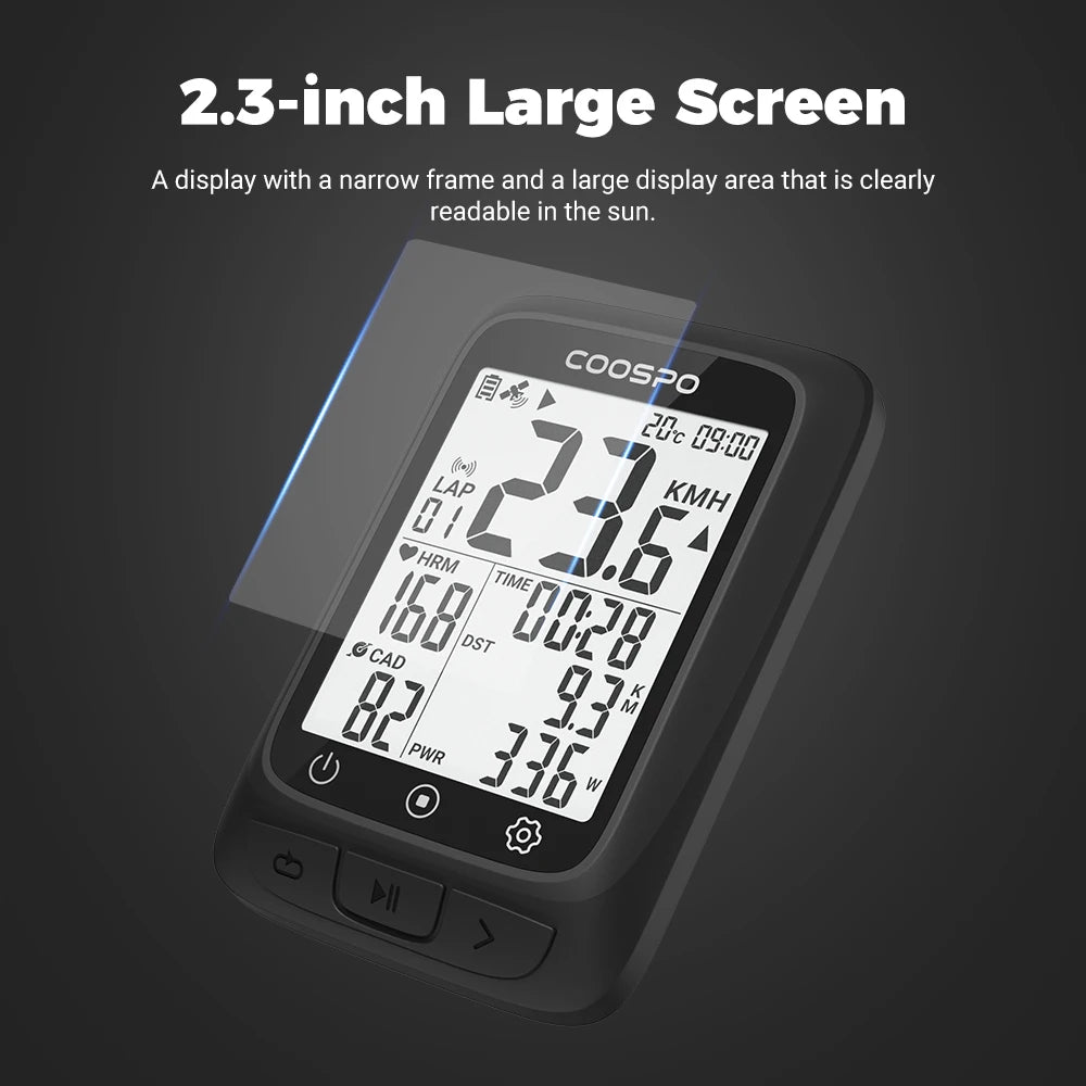Bike Computer GPS Wireless Bicycle Cycling Odometer Speedometer 2.4"FSTN Bluetooth5.0 ANT+ Waterproof GPS BDS