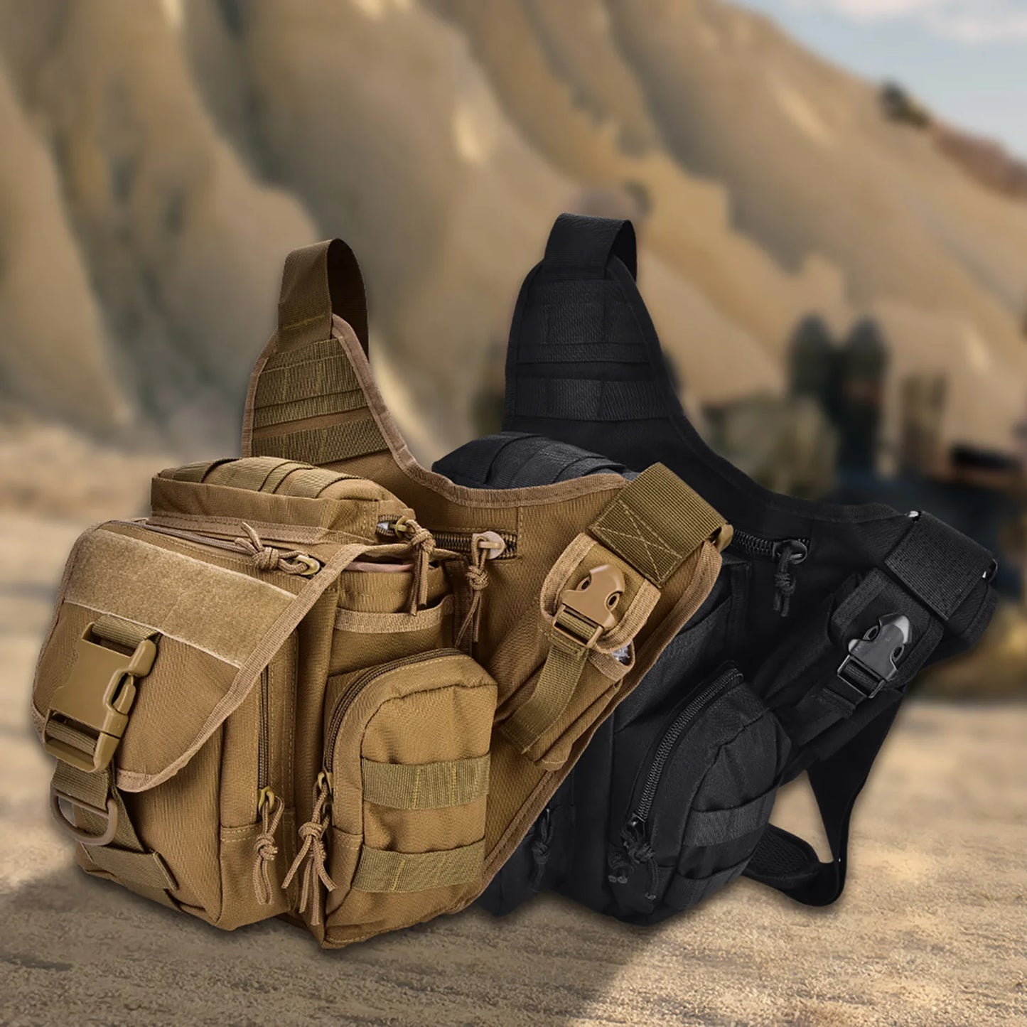 2 Colors Durable Men Military Chest Shoulder Bag Pack for Travel Hiking Outdoor Equipment