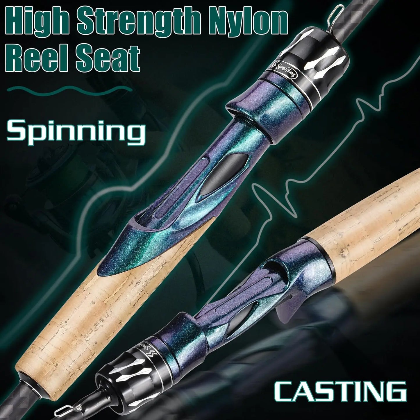 Chameleon Paint Spinning Fishing Rod Reel Combo, 5.9ft 2-Section Lightweight Spinner with Powerful Gear for Freshwater & Saltwater