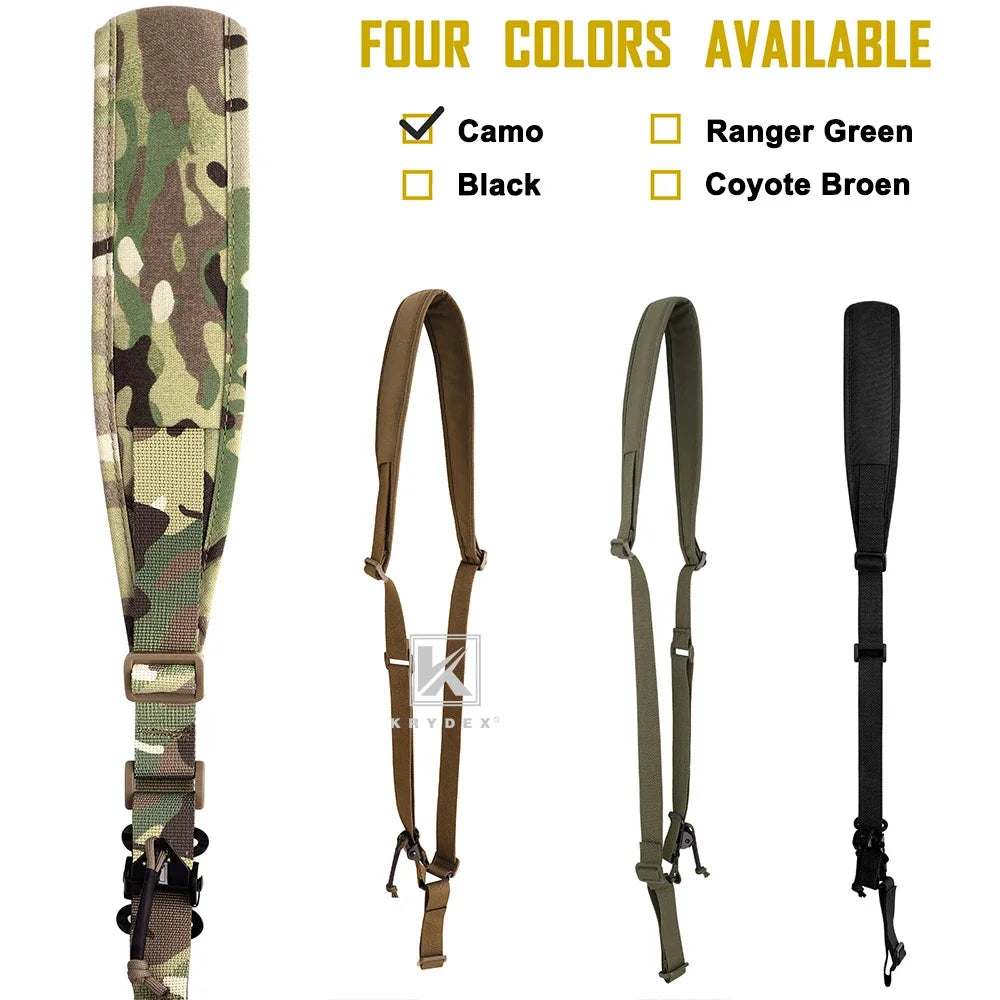 KRYDEX Tactical Single 1 Point Rifle Sling Padded Modular Sub Gun Shoulder Strap For Hunting Outdoor Slingster Accessories
