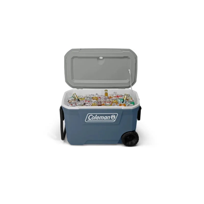 62QT Portable Ice Chest Rolling Cooler with Wheels, Leak-Resistant Outdoor Hard Cooler Keeps Ice up to 5 Day