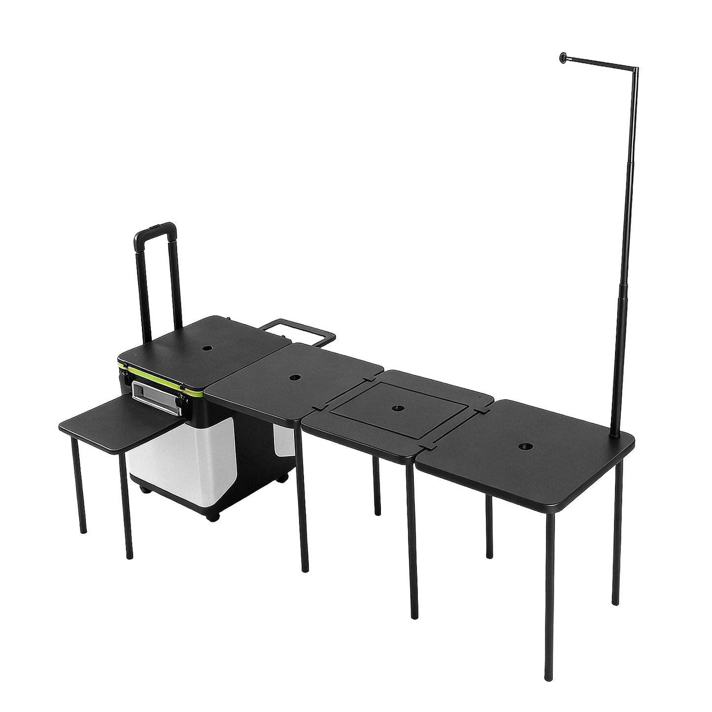 Portable Folding Kitchen Table with Wheels Camping Kitchen Table Cookware Table with Light Poles for RV Tailgating BBQ Picnic