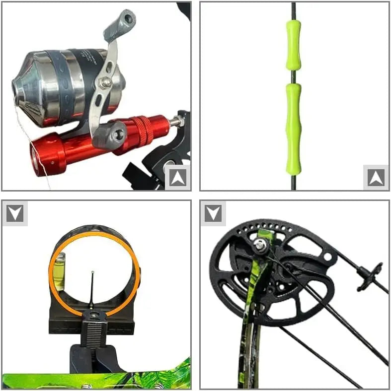 Bowfishing Bow Kit with Arrow Ready to Shoot Right Handed 15-45 LBS Draw Length 18\\"-29.5\\" Adjustable,Axle-to-Axle: 34.2\\",C
