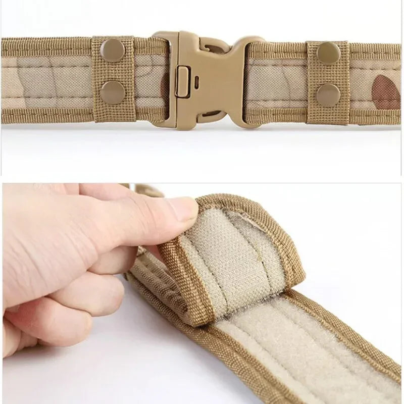 Men's Quick Release Canvas Tactical Belt – Outdoor Camouflage Waist Strap for Hunting, Hiking, and Everyday Use