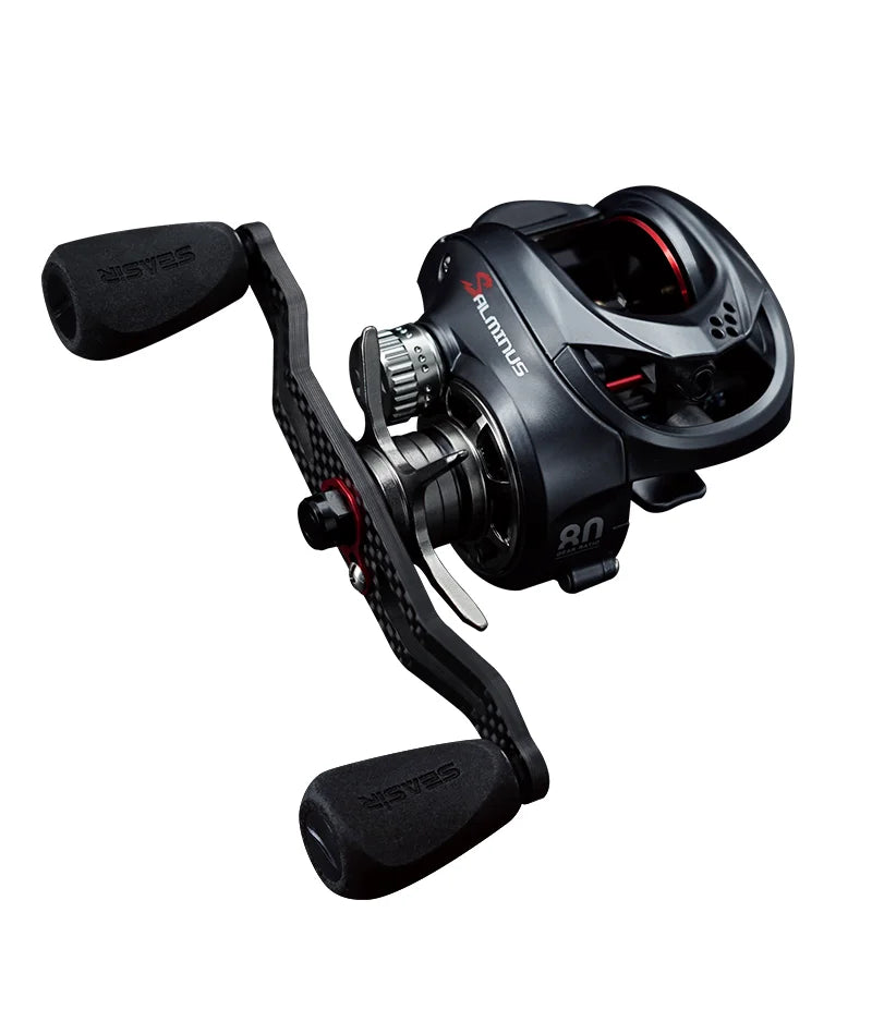 Salminus Baitcasting Fishing Reel Max Drag 12Kg 8.0:1 High Gear Ratio Metal Aluminum Frame coil