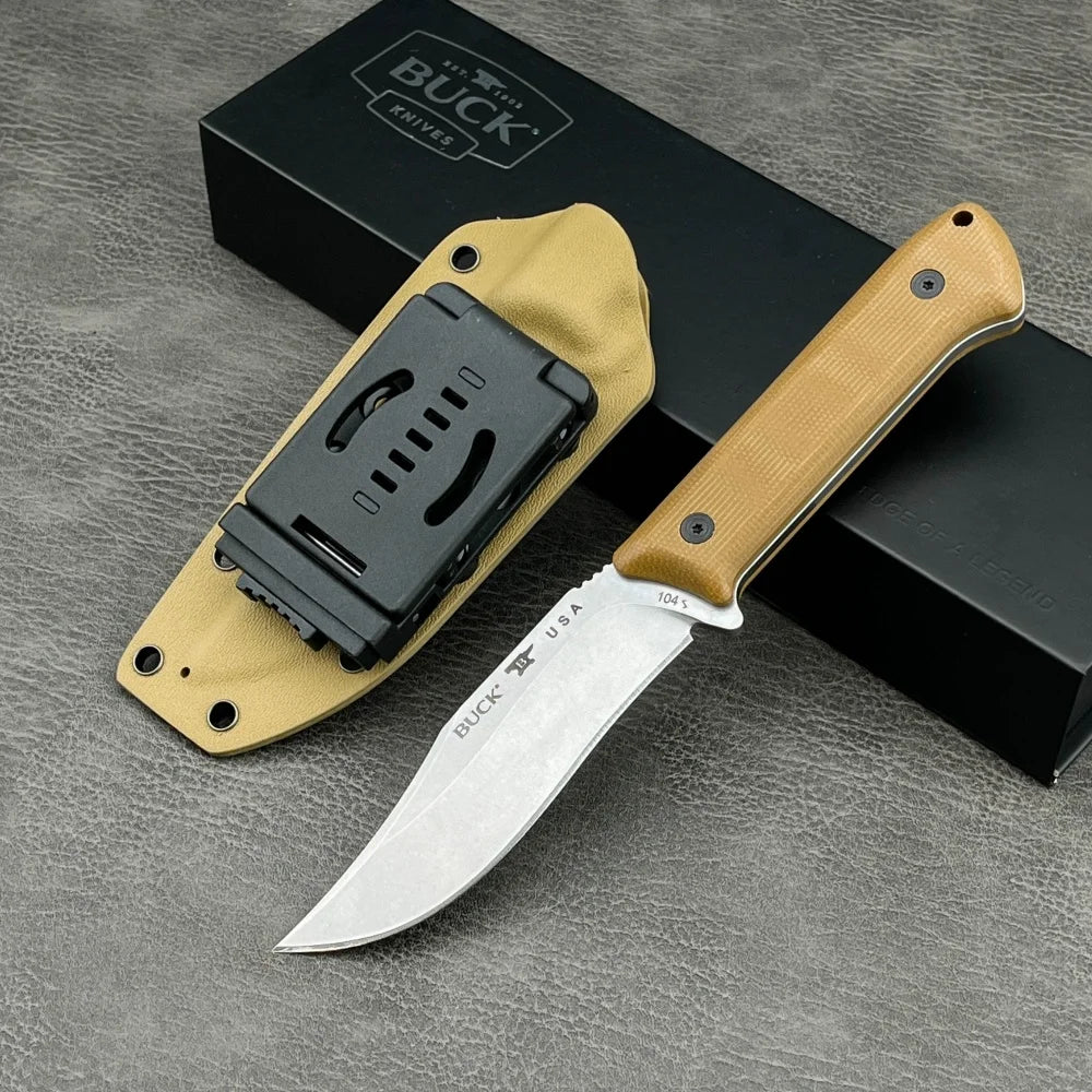 BK 104 Sheathed Survival Fixed Blade Knife High Hardness Cutting Hunting Knife 8Cr13Mov Blade G10 Handle Camping Outdoor Knife