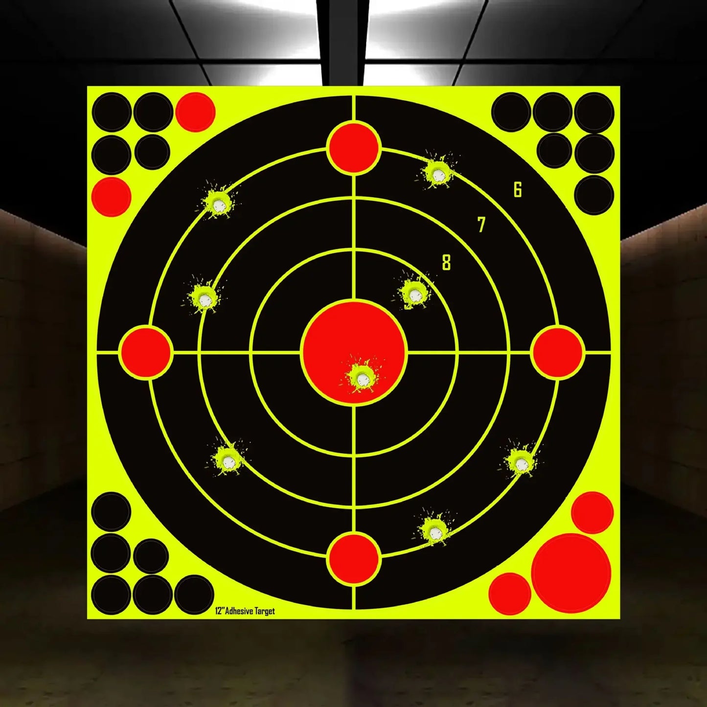 1S10 Sheets/pack 12 Inch Bright Fluorescent Yellow Splatter Target Sticker - Adhesive Reactive Shooting Targets