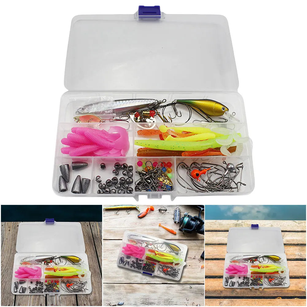 115pcs Fishing Lure Set Soft and Hard Bait Set Fishing Accessories Gifts for Men