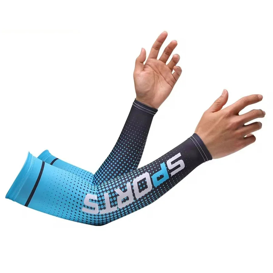 Summer Fashio Sunscreen Ice Silk Sleeve UV Sun Protection Cooling Anti-Slip Arm Sleeves Men Women Outdoor Sport Cycling