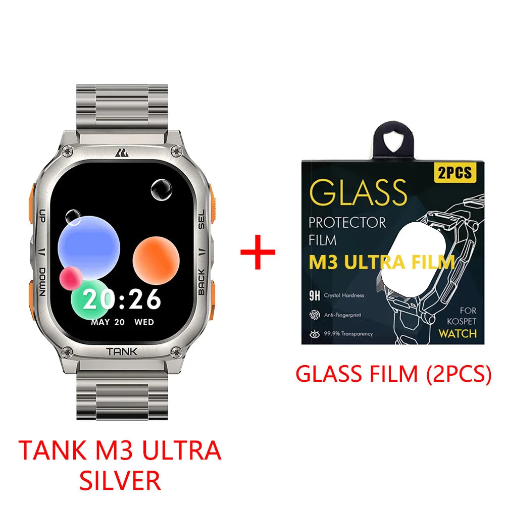 2025 New KOSPET TANK M3 Ultra GPS Smartwatch For Men Waterproof 5ATM AMOLED AOD 480mAh Digital Bluetooth Call Men's Watches