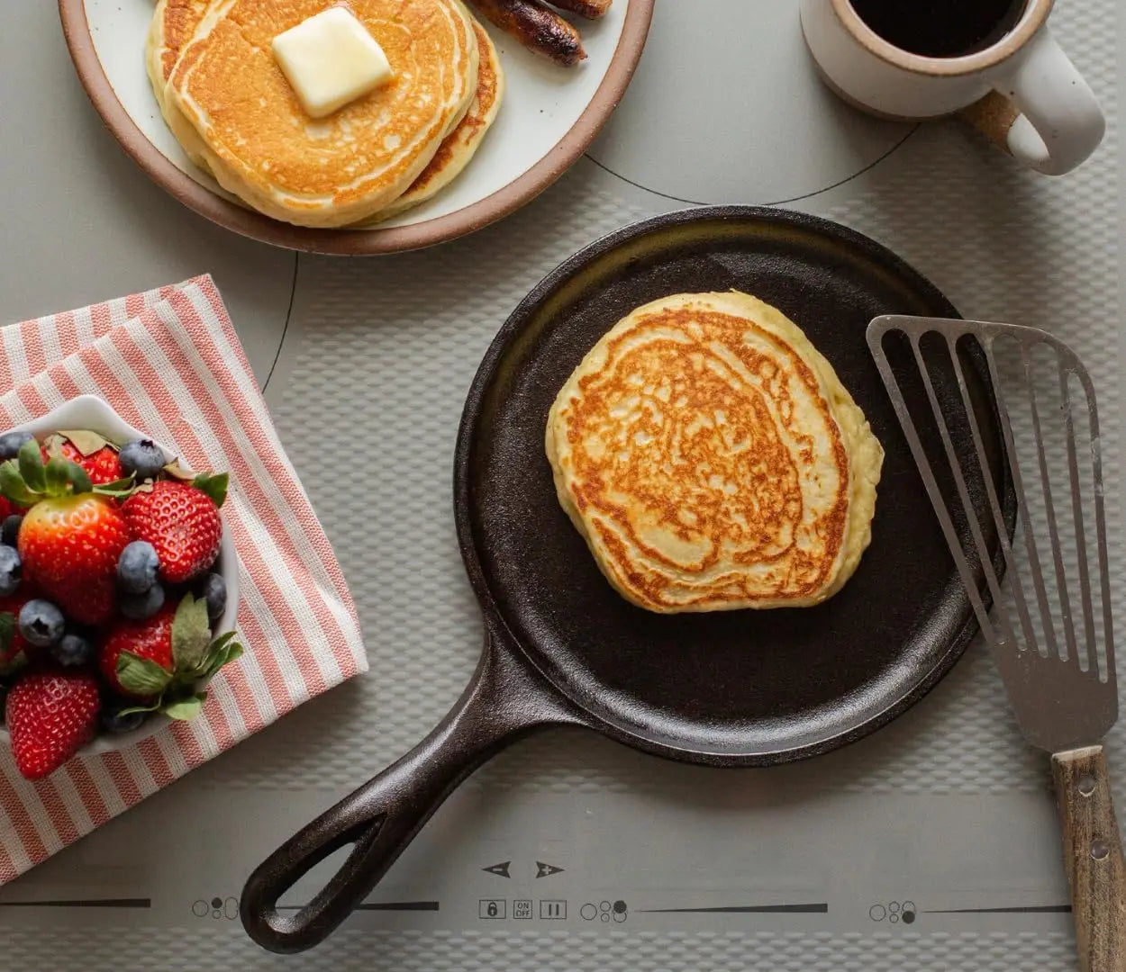 Cast Iron Skillet Set 5-Piece Pre-Seasoned Cookware with Griddle and Dutch Oven PFAS-Free Non-Toxic