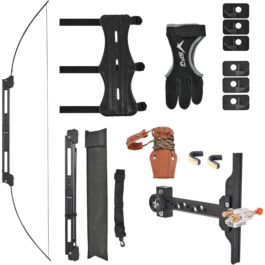 Archery Portable 55 Folding Bow Recurve Bow Set for Right and Left Hand Archer Outdoor Hunting Practice and Target Shooting