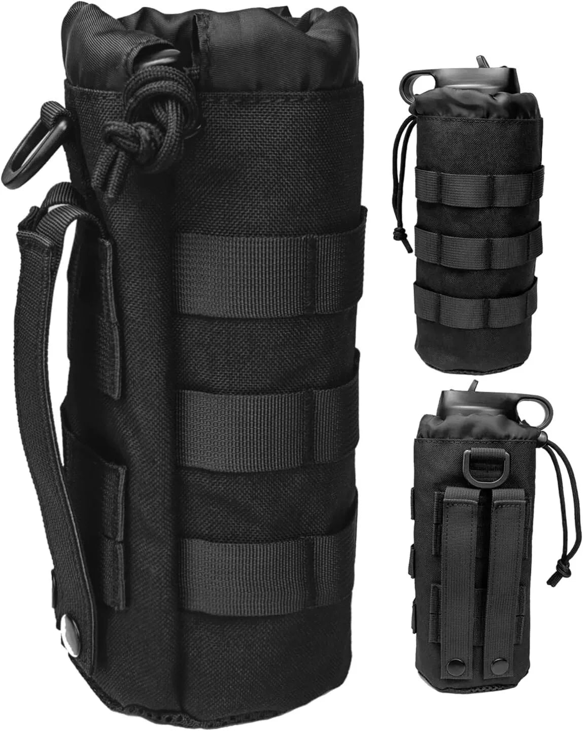 Tactical MOLLE Bottle Pouch Bag Travel Sprots Molle Water Bottle Holder with Drawstring Open Top and Mesh Bottom