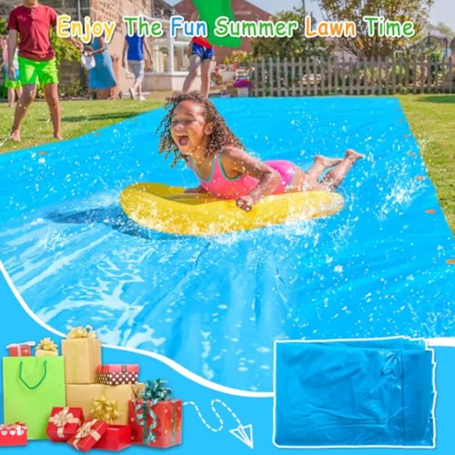 40'x7.5' Slip Lawn Water Slide - Giant Outdoor Backyard Summer Party Water Slide with 2 Bodyboards and 20 Stakes Heavy Duty PVC