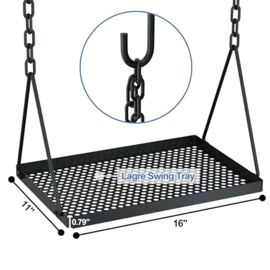 Outdoor Picnic Camping Cookware Hanging Rack with Cast Iron BBQ Grill Cooking Stand 8 Hooks Storage Bag Collapsible Bonfire Bar