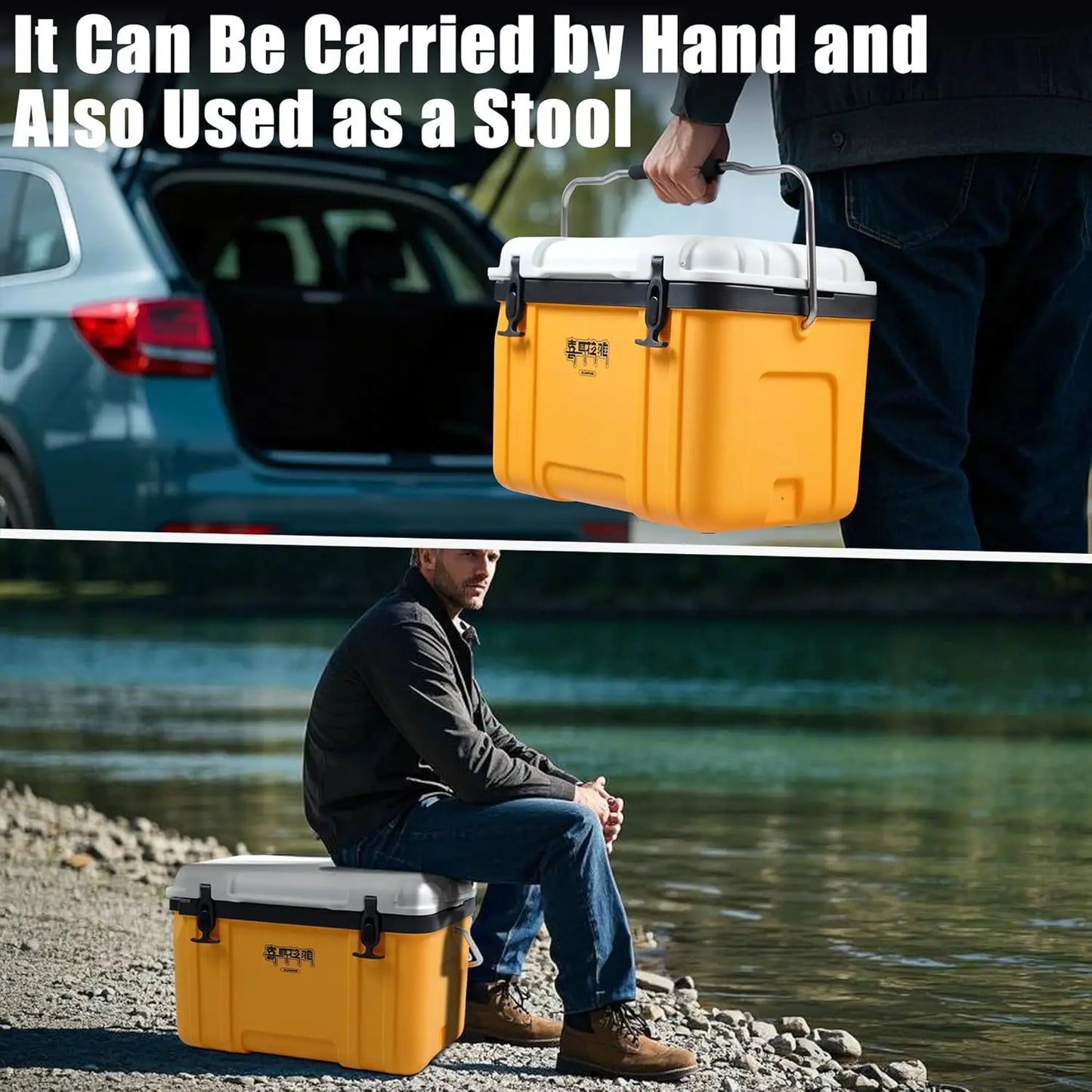 20 Quart Camp Cooler - Insulated Ice Chest 48 Hours Ice Retention Portable Handle - Bear Proof Travel Ice Box for Beach Drink BB