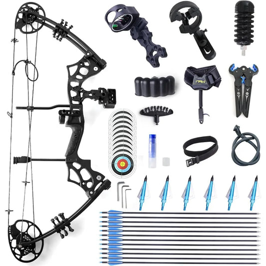 Compound Bow and Arrow Set for Adults Archery Shooting Bow Adjustable 3065LBS Composite Bow Combination 19.530 Draw Length Hunt