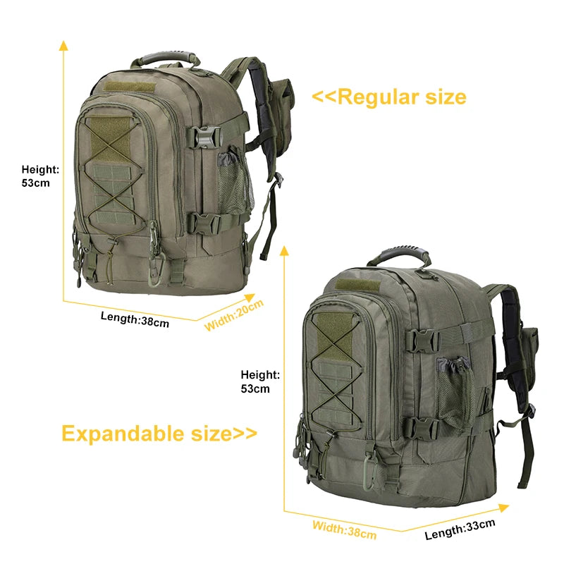 60L Male Travel Tactical backpack Hiking Camping backpack Expandable Army Backpacks 3 Day Assault Pack Rucksacks