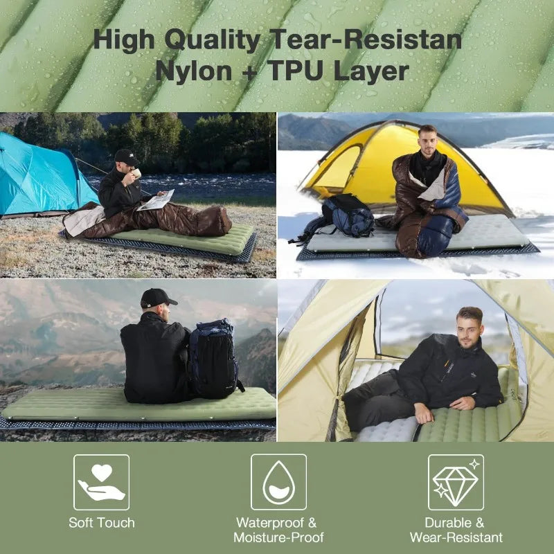 Ultra-light sleeping mat, warm 6.8r value insulated camping mattress, hiking, backpack, outdoor with inflatable bag
