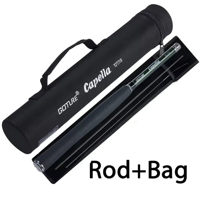 Goture 12FT/3.6M Fly Fishing Rod Combo 30T Carbon Fiber Portable Telescopic Tenkara Rod for Travel Trout Bass Crappie