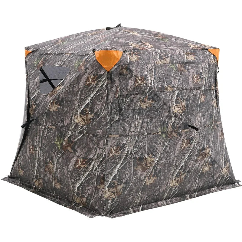 270° See-Through Pop-Up Deer Blind for 4-5 People, Portable Hunting Tent with One-Way Mesh, Carrying Bag, Ideal for Turkey and Deer Hunting