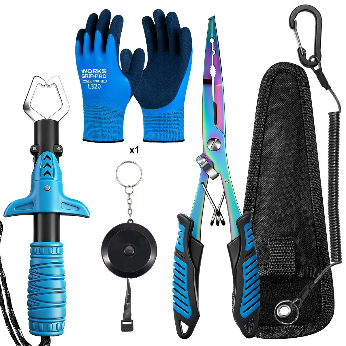 RALERA Complete Fishing Pliers Accessory Set: Fishing Gloves, Pliers, Fish Grippers,Protect Pliers Sheath,Fish Tape Measure