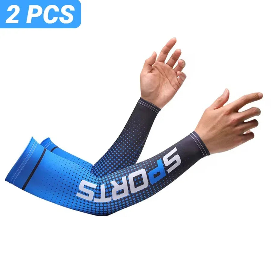 Summer Fashio Sunscreen Ice Silk Sleeve UV Sun Protection Cooling Anti-Slip Arm Sleeves Men Women Outdoor Sport Cycling