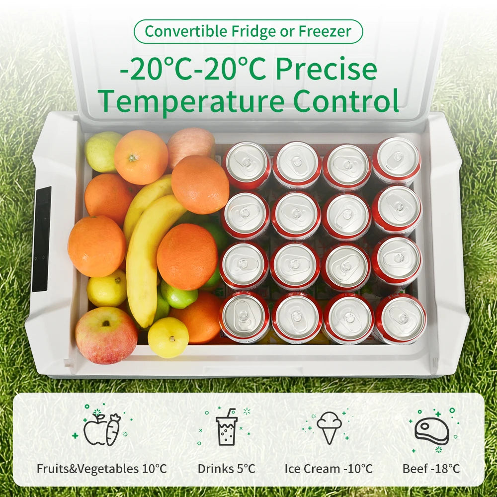 25L 35L 45L Car Refrigerator 12V Compressor Fridge Freezer 12/24V DC 100-240V AC Portable Cooler for Camping Travel