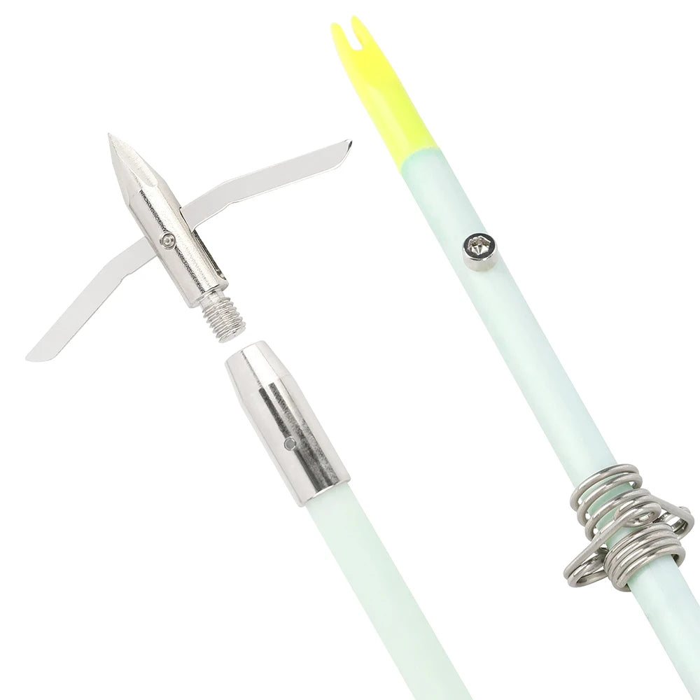 Archery Bowfishing Arrows OD 8mm Solid Fiberglass Arrow Carbon Steel Arrowhead Metal Fishings Slider Hunting Fishing 3/6pcs