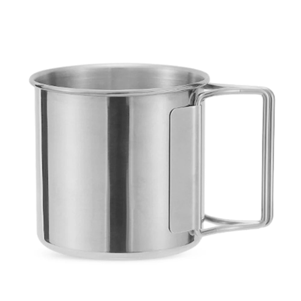 Coffee Cup with Foldable Handle Camping Mug Lightweight Portable Camping Cup Stainless Steel for Camping Hiking