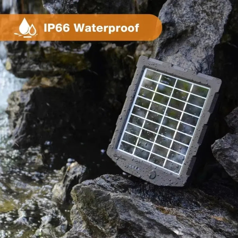Trail Camera Solar Panel Kit 12V/1A 6V/1.5A with Build-in 2000mAH Rechargeable Lithium Battery IP66 Waterproof Hunting Accessory