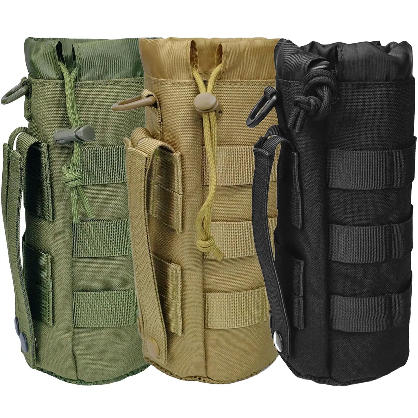 Tactical MOLLE Bottle Pouch Bag Travel Sprots Molle Water Bottle Holder with Drawstring Open Top and Mesh Bottom