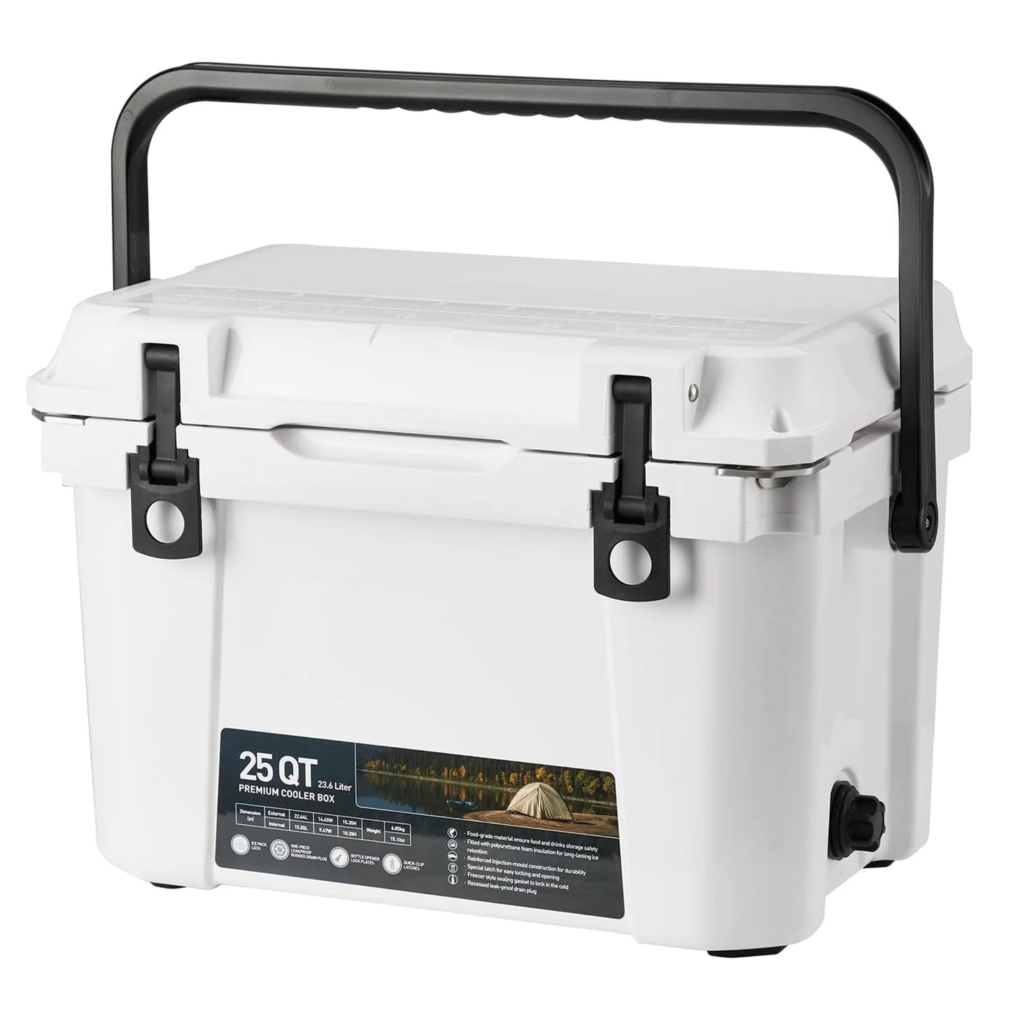20L/25L/35L Portable Ice Cooler, Outdoor Heavy Duty Insulation Ice Chest for Drink Beverges Camping Fishing Picnic Barbecue