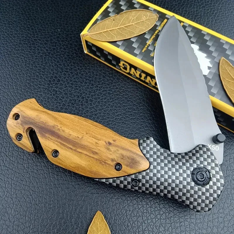 OUTDOORS Tactical Folding Knife - Stainless Steel Multifunctional Pocket Knife with Ergonomic Handle, Portable for Camping, Fish
